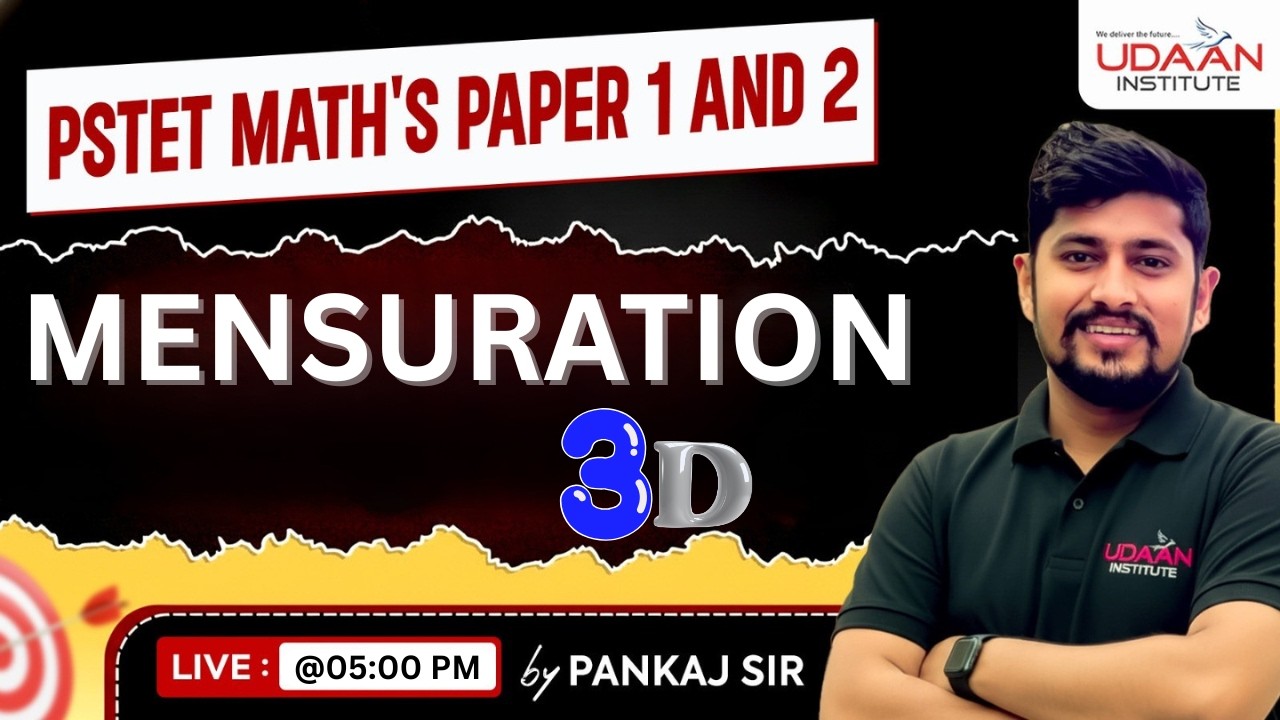 MENSURATION 3D #20 | PSTET PAPER 1 & 2 | PSTET 2026 | BY PANKAJ SIR