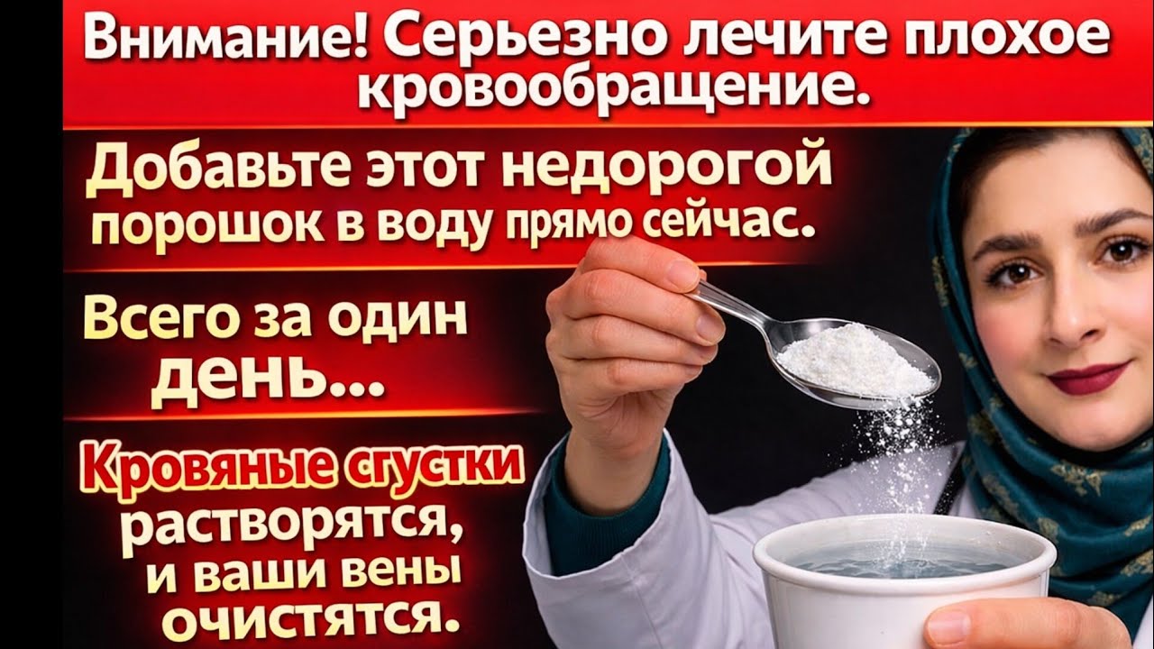 Перестаньте пить обычную воду; этот недорогой порошок улучшает кровообращение и растворяет тромбы