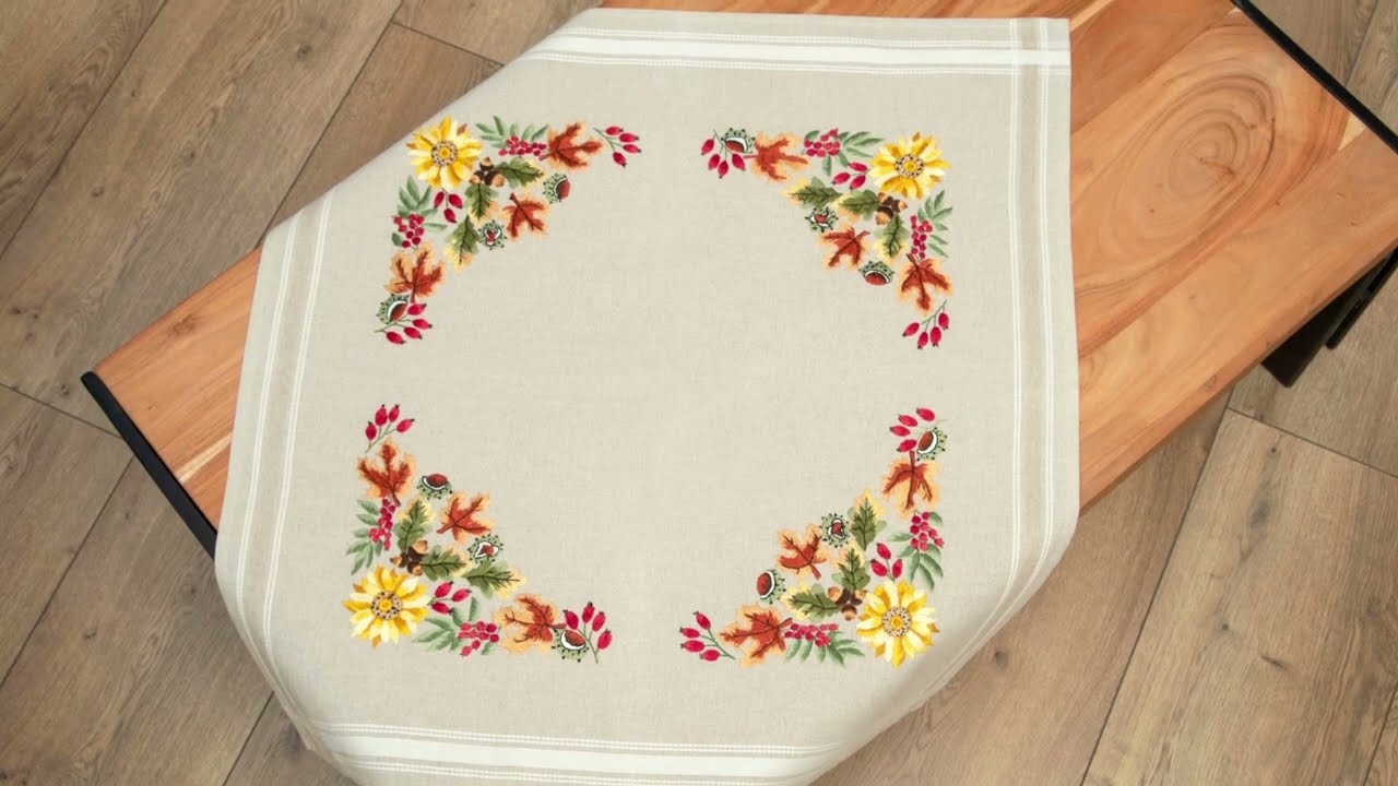 Embroidery DIY Tablecloth, Fall Table Decor