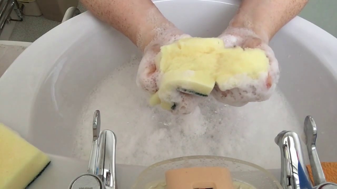 ASMR Soapy Sponge Scratching, Squeezing, Ripping & Rinsing