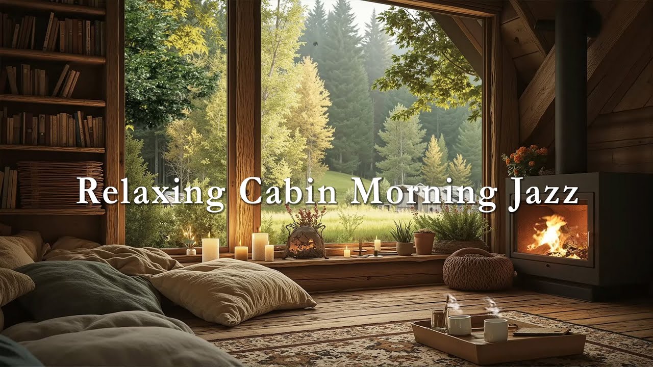 Relaxing Cabin Morning Jazz 🌿 Cozy Fireplace, Gentle Light & Smooth Jazz to Start Fresh