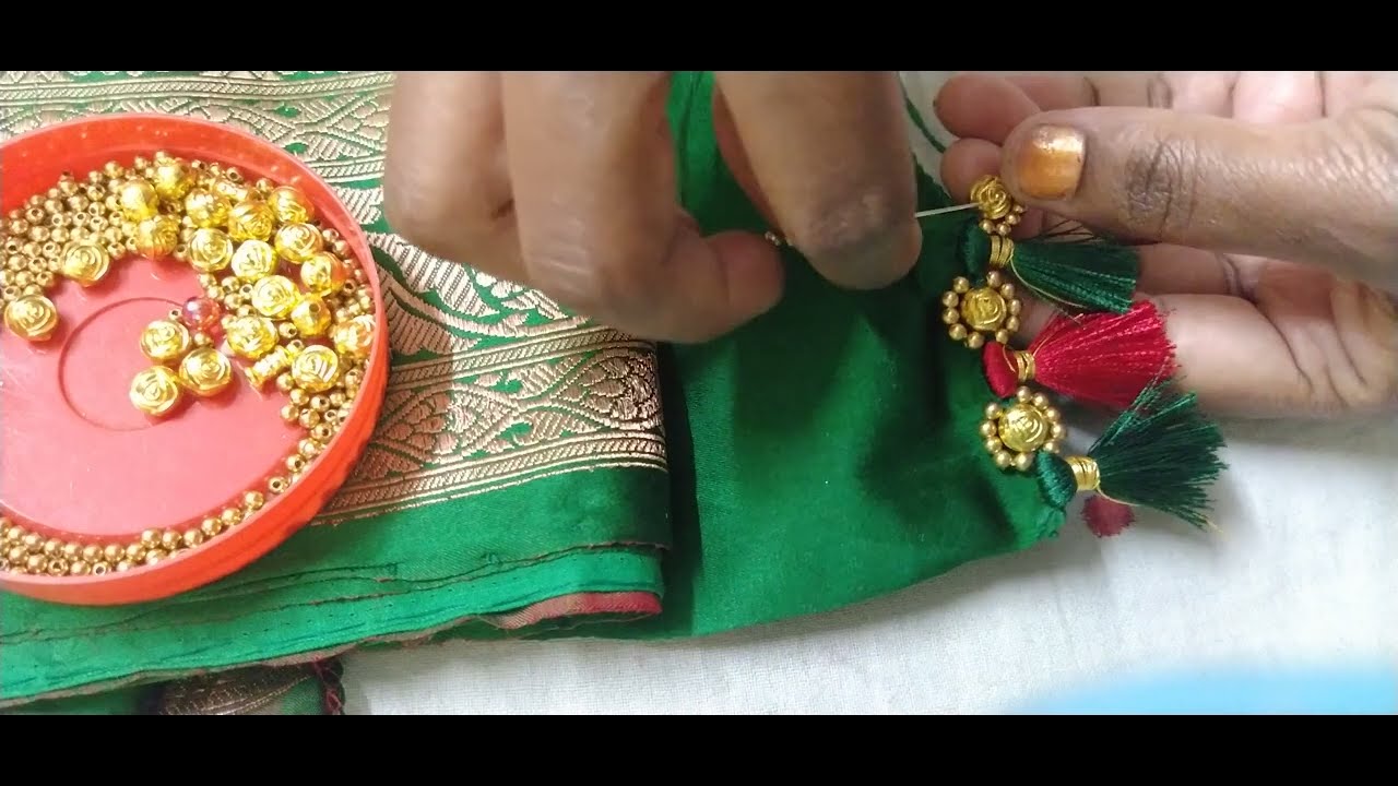 #Sareekuchu #sareetassels #babykuchu #usingrosebeads #usingsmallbeads #quickeasynewdesign #smartart