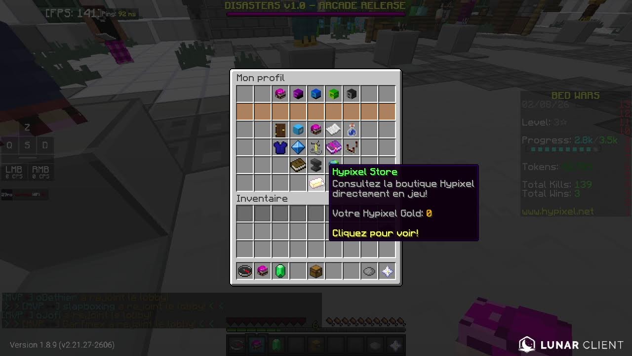 Live Minecraft Bedwars sur Hypixel venez jouer !!