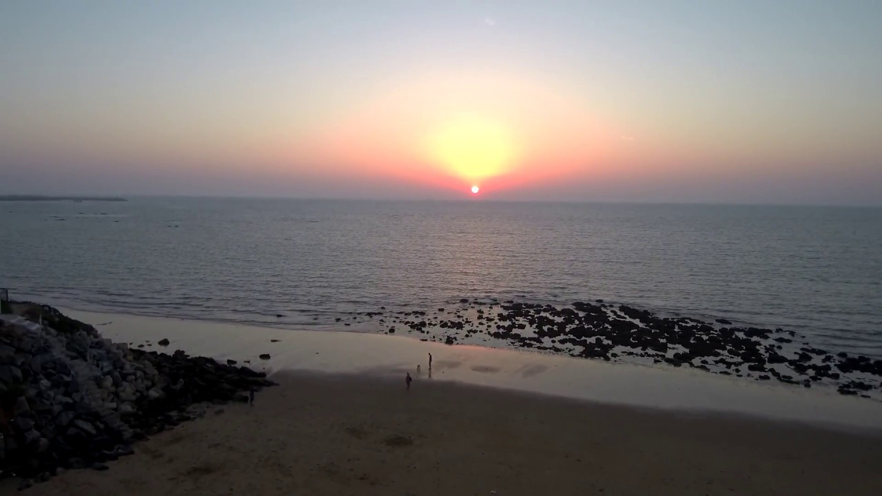 Atardecer en playa de la Jara,a vista de drone
