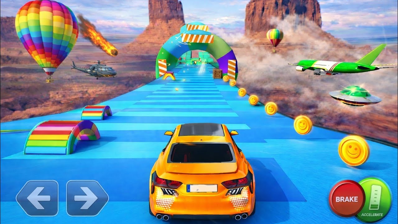 Mega Ramp Car Stunt || Yellow Car gameplay...