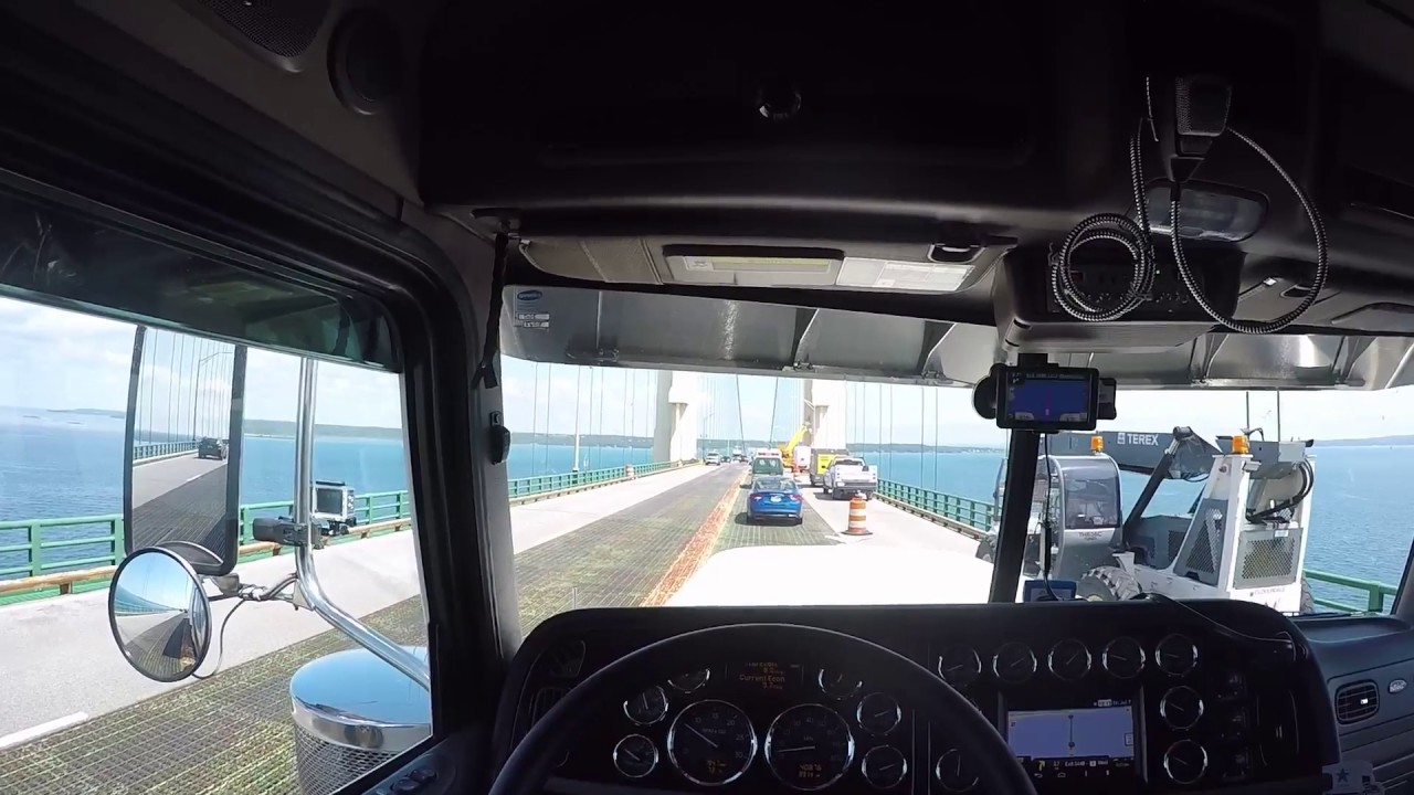 2018 389 Peterbilt crossing the Mackinac Bridge (vlog #28)