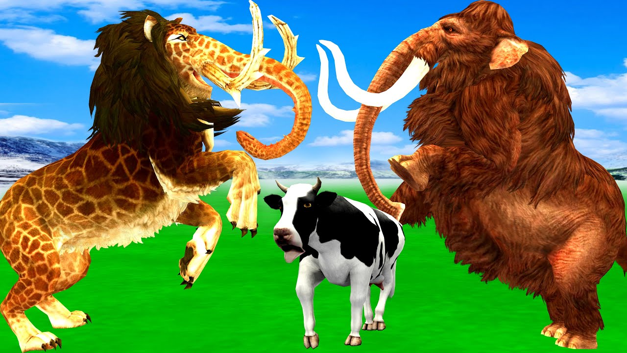 Monster Lion Mammoth vs Giant Buffalo Fight Cow Rescue Saved By Mammoth Elephant Animal Fights