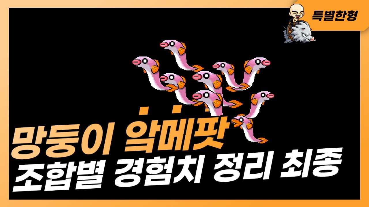 메이플랜드 망둥이 앜메팟 조합별 경험치 정리