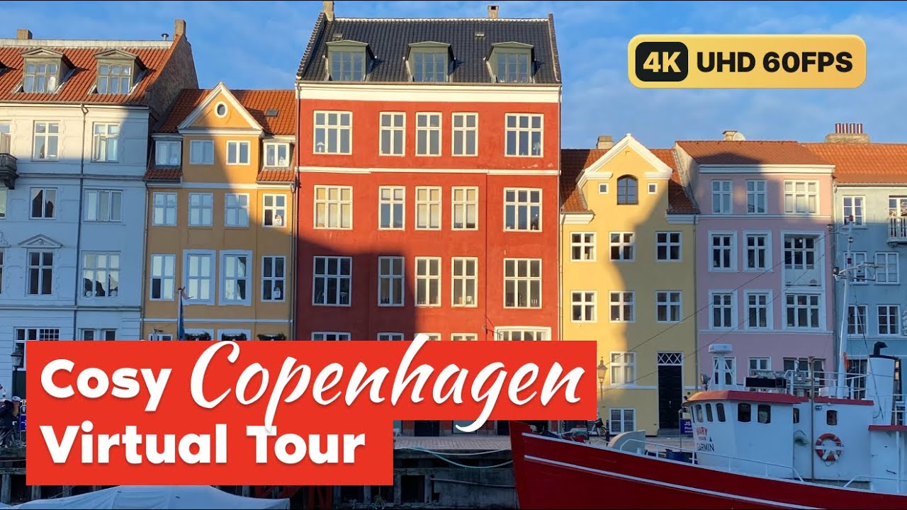 Copenhagen hygge virtual walking tour exploring the harbour and canals in the morning - 4K UHD 60fps