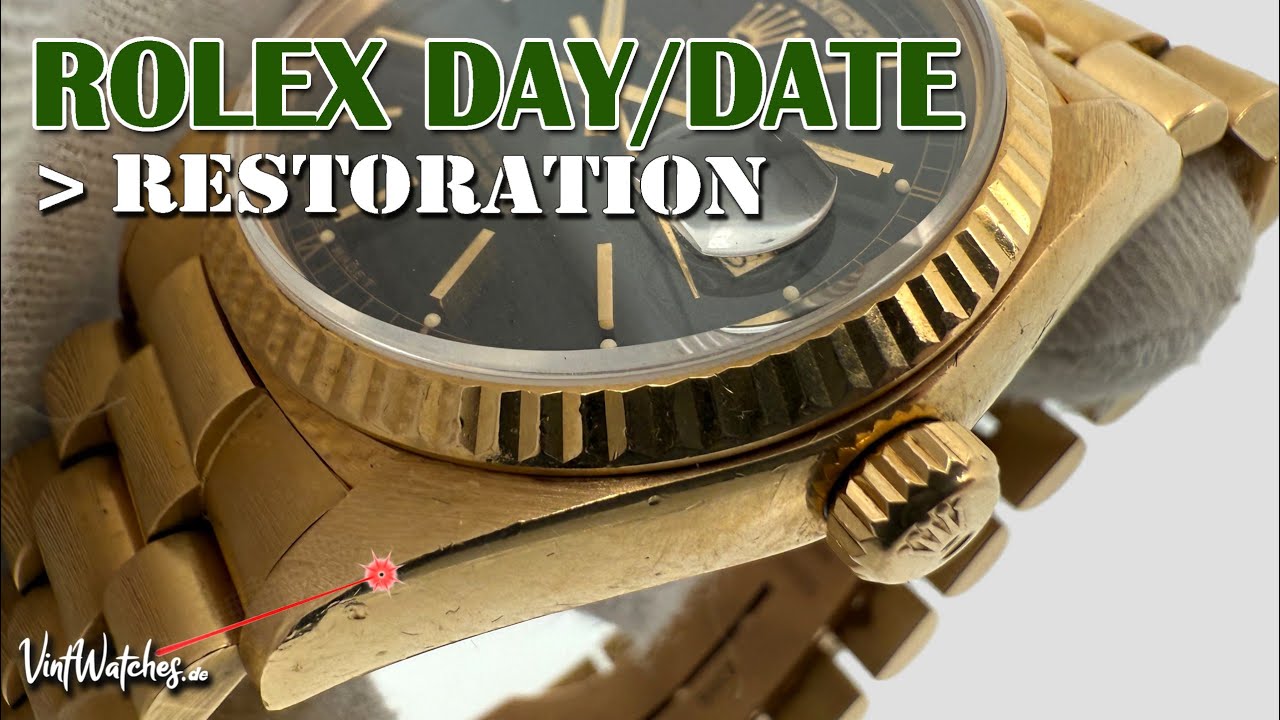 Crazy Transformation - 1980s Rolex DayDate 18038 - Laser Welding 18k Yellow Gold - ASMR
