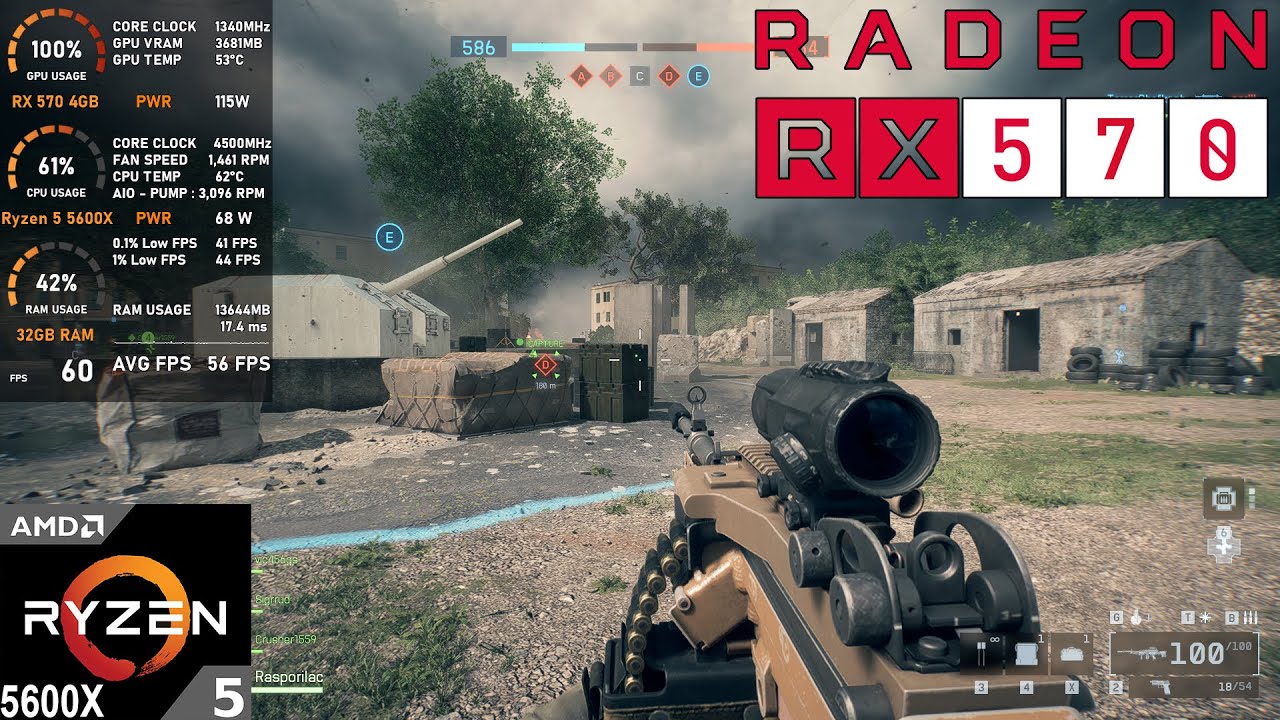 RX 570 4GB + Ryzen 5 5600X : Battlefield 6 - 1080 Low, FSR