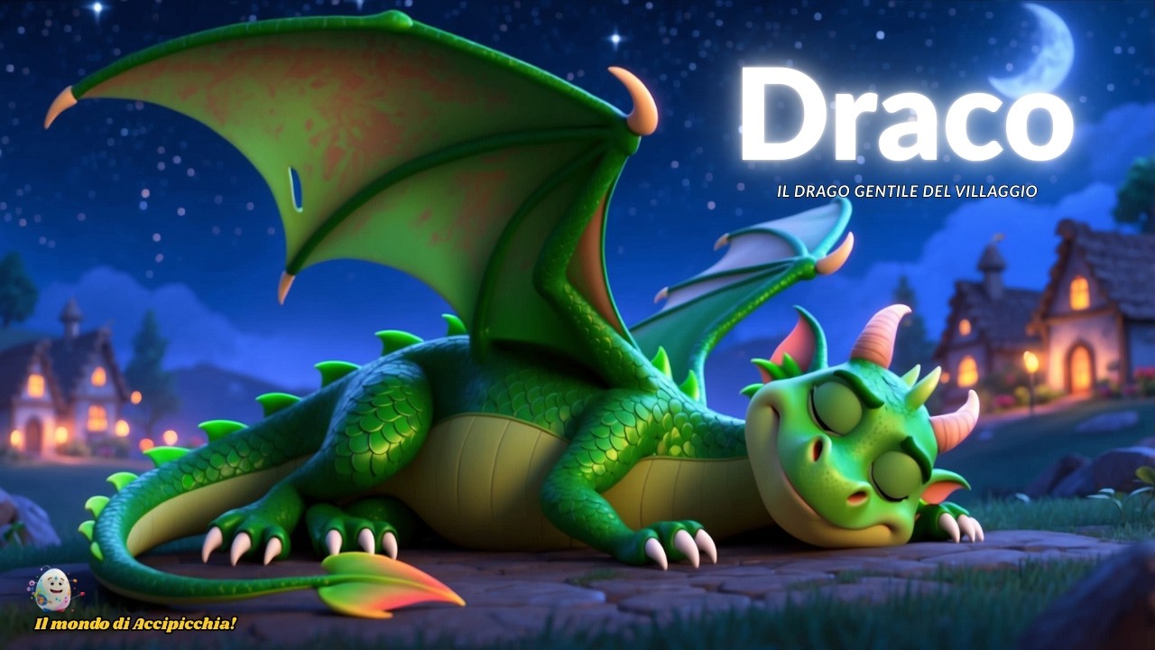Storia della buonanotte per bambini: Draco, il drago gentile che conquista tutto il villaggio 🐲