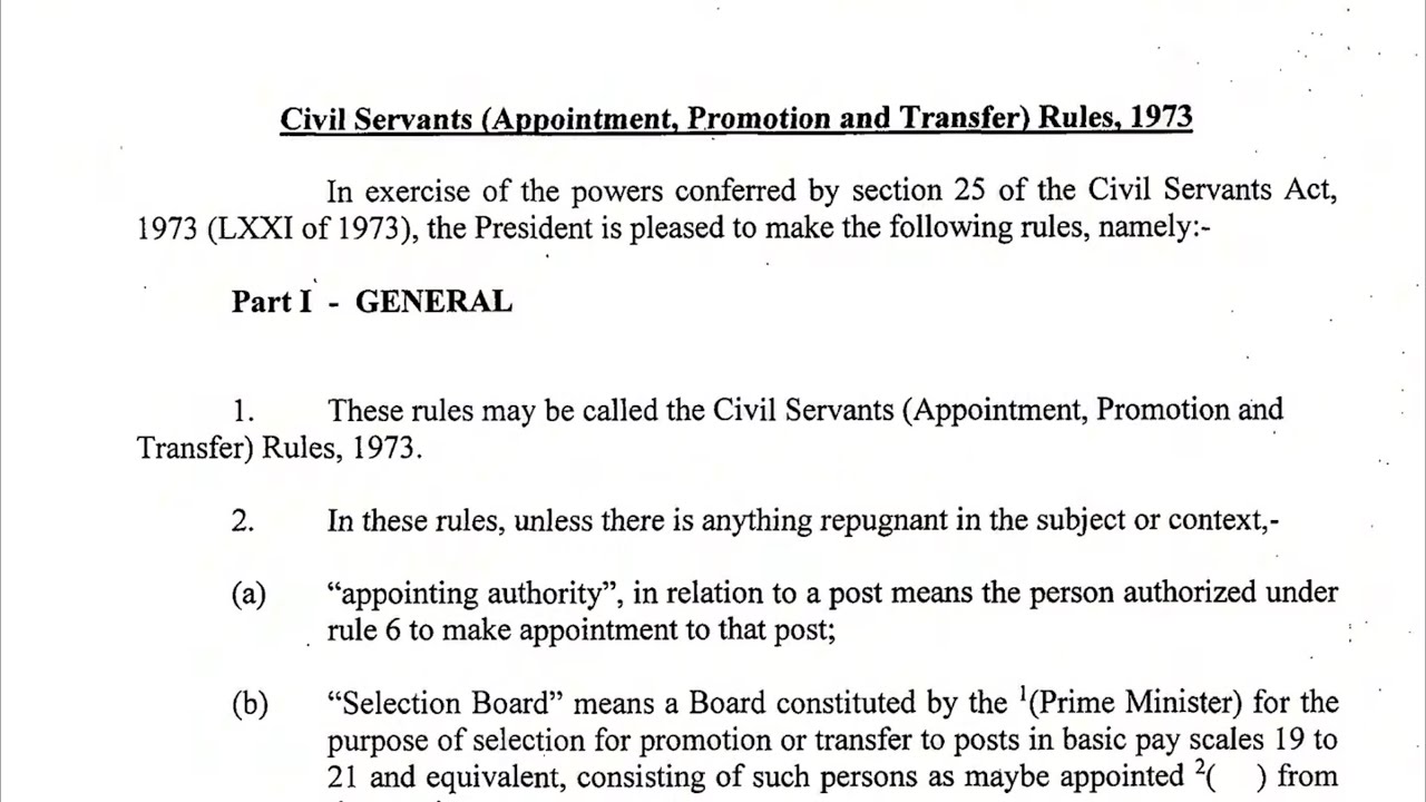 Civil Servants (Appointment, Promotion and Transfer) Rules, 1973 