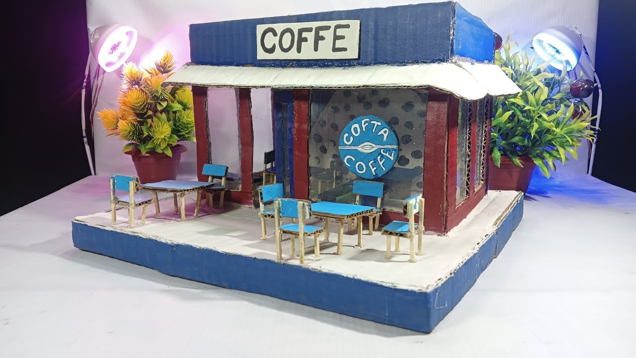 Diy | Mini coffee shop with cardboard | Beautiful cardboard house 🏠❤️