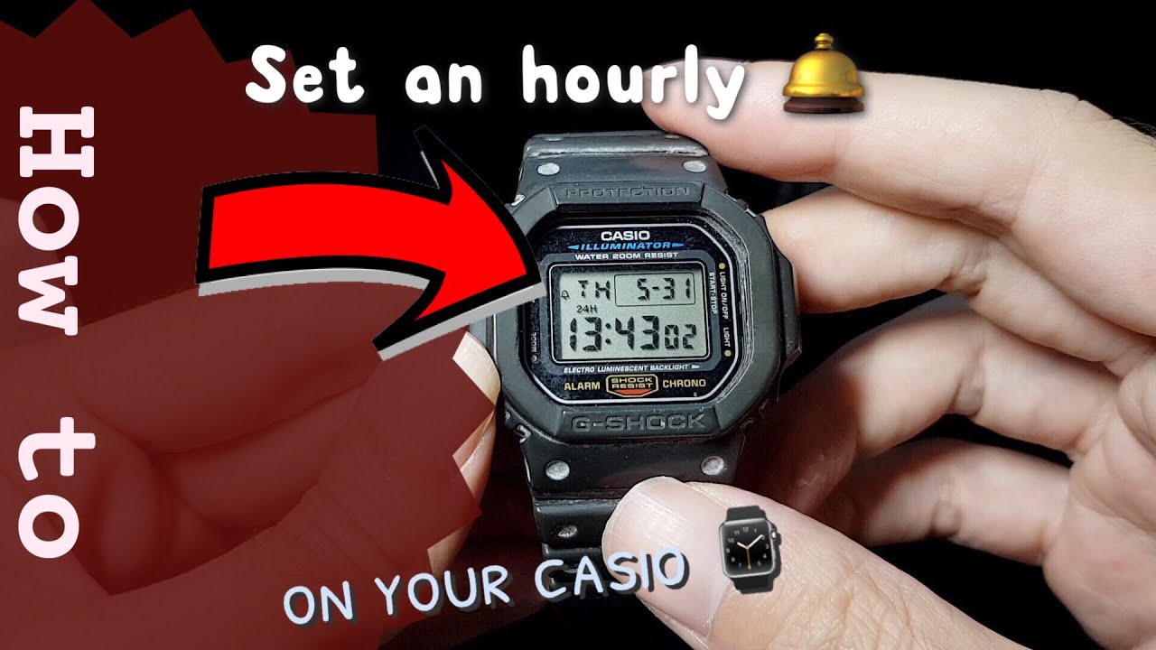 how to set an hourly chime or beep sound on the casio DW 5600E wristwatch