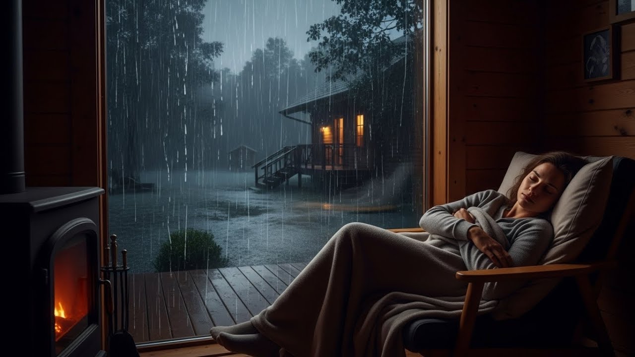 Fall Asleep Fast with Rain & Fireplace 🔥🌧️