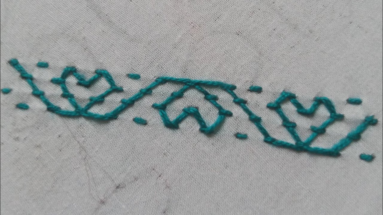 Heart Shape Kantha Border Design! Beautiful Kantha border line!  Basic Hand Embroidery Tutorial!!! 