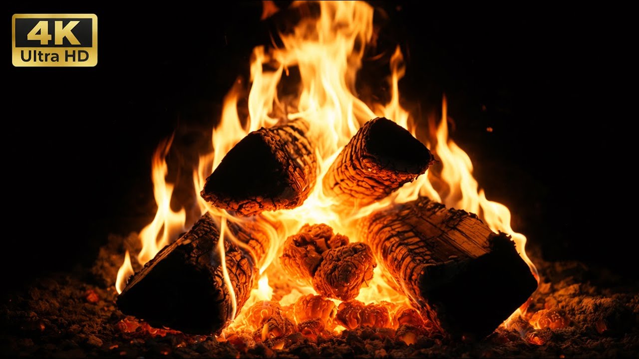 4K Cozy Fireplace 🔥 Real Crackling Fire Sounds for Sleep, Study & Relaxation (No Music)