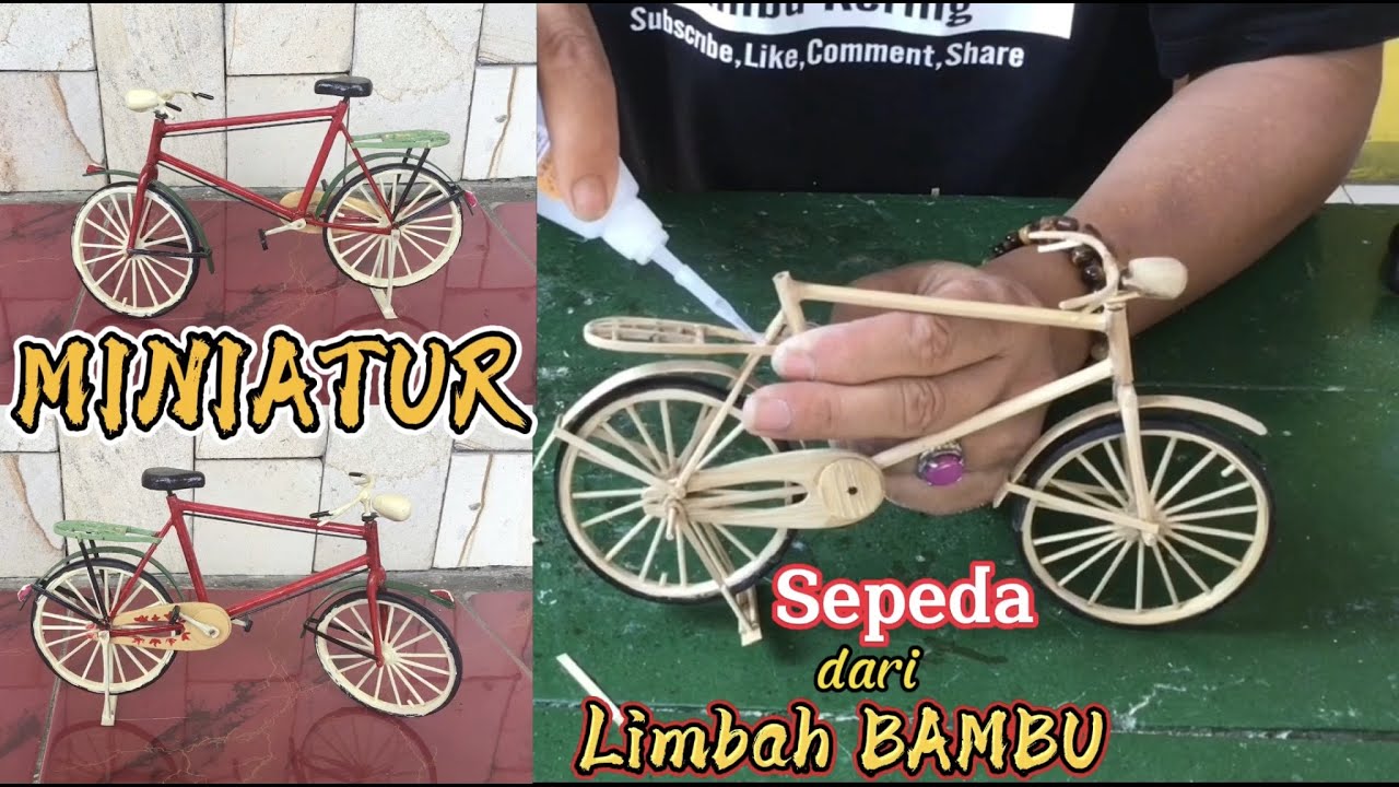 Cara Membuat Miniatur Sepeda Ontel dari Bambu ~ Kerajinan Bambu
