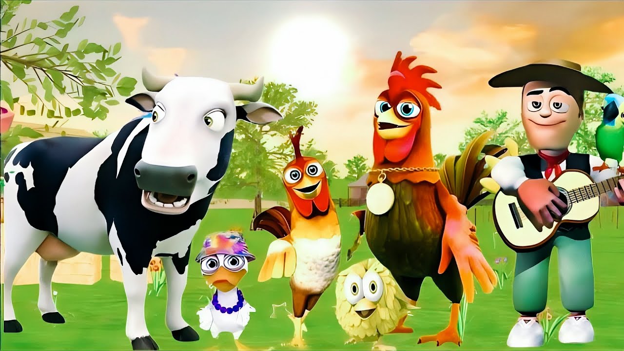 El Pollito Pio 3D - Canciones de la Granja deZenón -el Pollito y el Tractor de lagranja vaca
