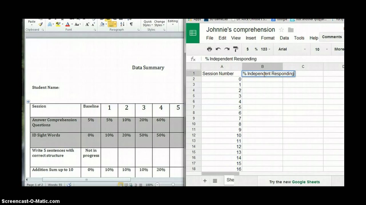 Google Docs for Progress Monitoring in Special Education