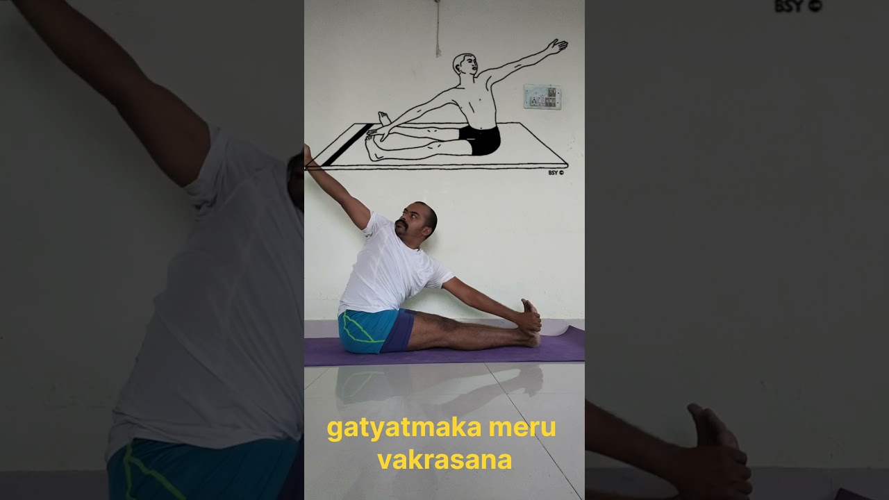 "Twist your way to spinal health with Meru Vakrasana — a simple seated twist to energize the spine.
