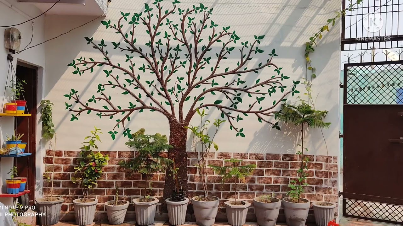 tree wall paint with white  wall putty
