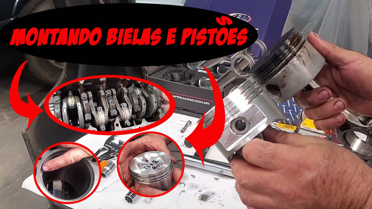 COMO MONTAR OS PISTÕES ,COLOCAR OS ANEIS E BIELAS  DO MOTOR  AP PARTE 2