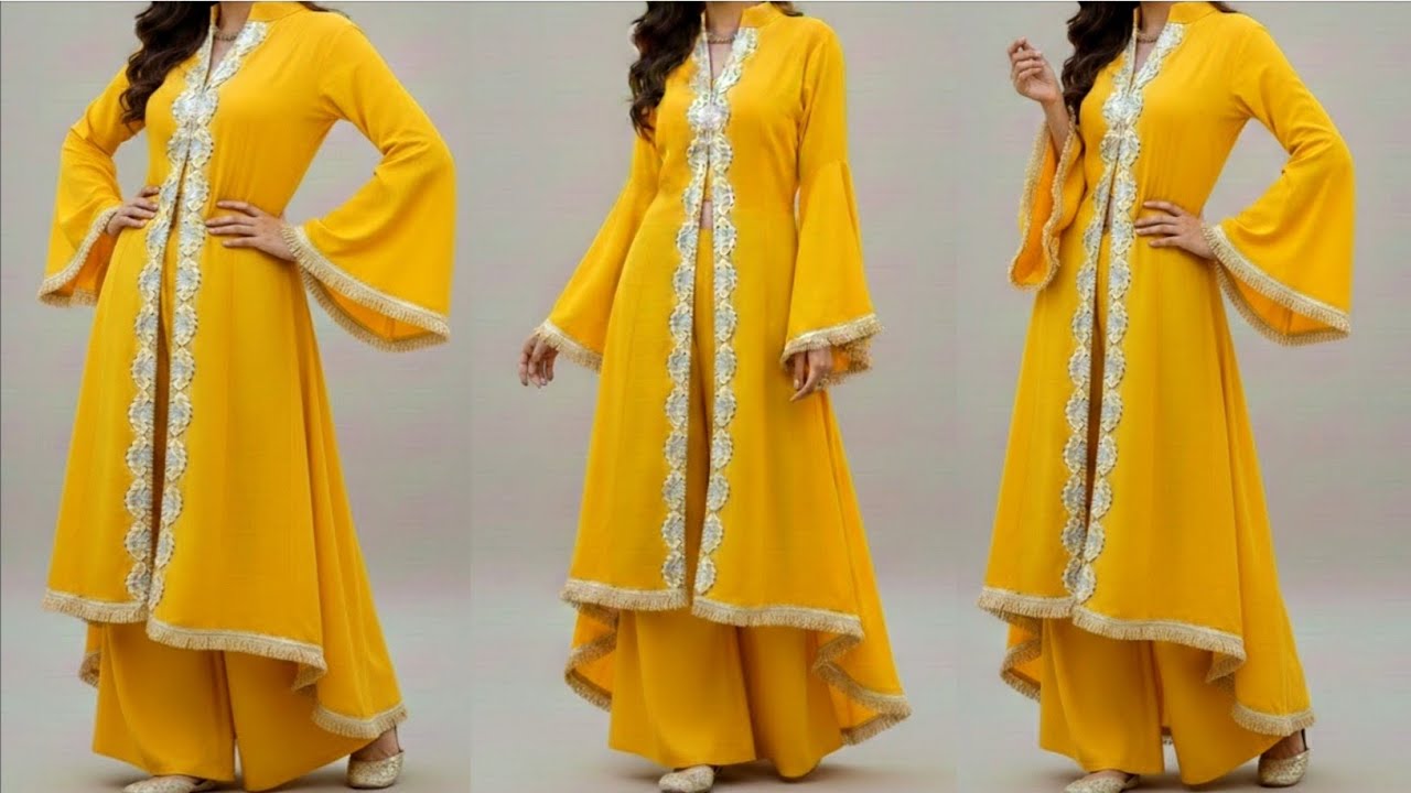 Eid special💫Net Shrug/Long Jacket/Koti Cutting and Stitching Front Open Long Jacket Design Net Shrug