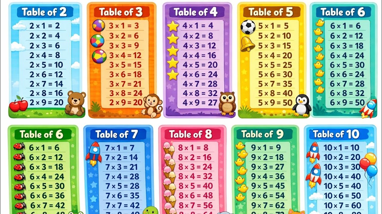 Table Of 2 To10 | Multiplication Tables 2-10 | Maths For Primary Students #tables #2to10table