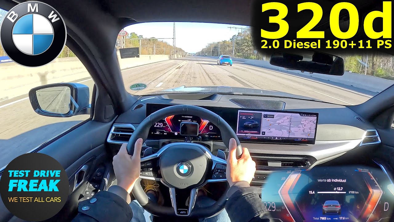 2025 BMW 320d xDrive (G20) 190 + 11 PS 🚀 Top Speed POV Drive Autobahn No Speed Limit