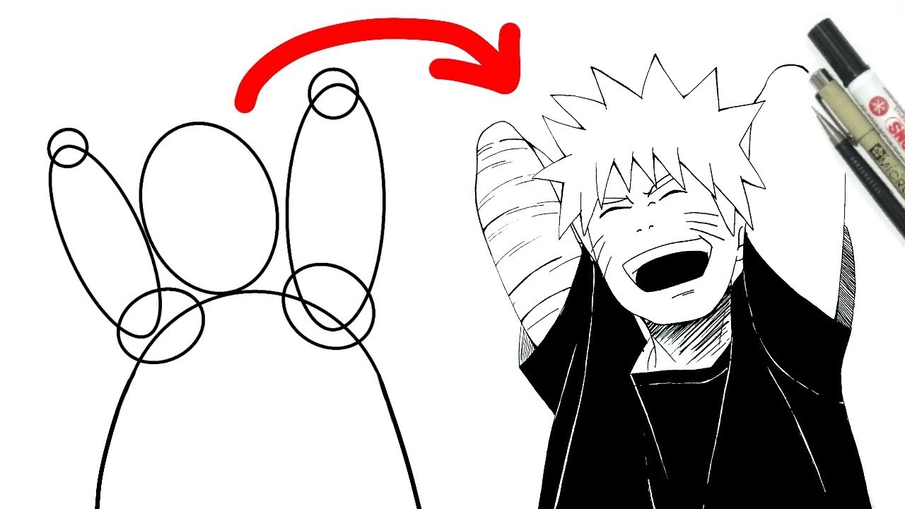 How to draw Naruto - Step by step | Tutorial from Oval Shape to be Naruto