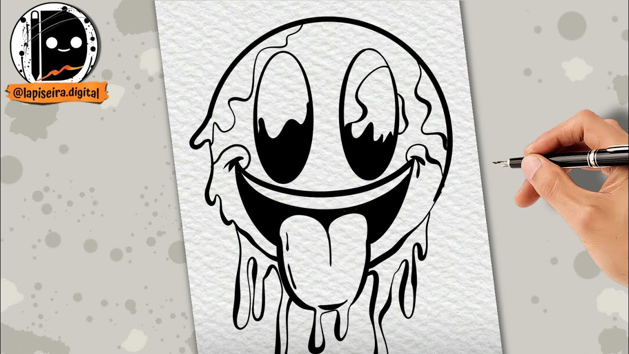 Como desenhar emoji derretido passo a passo