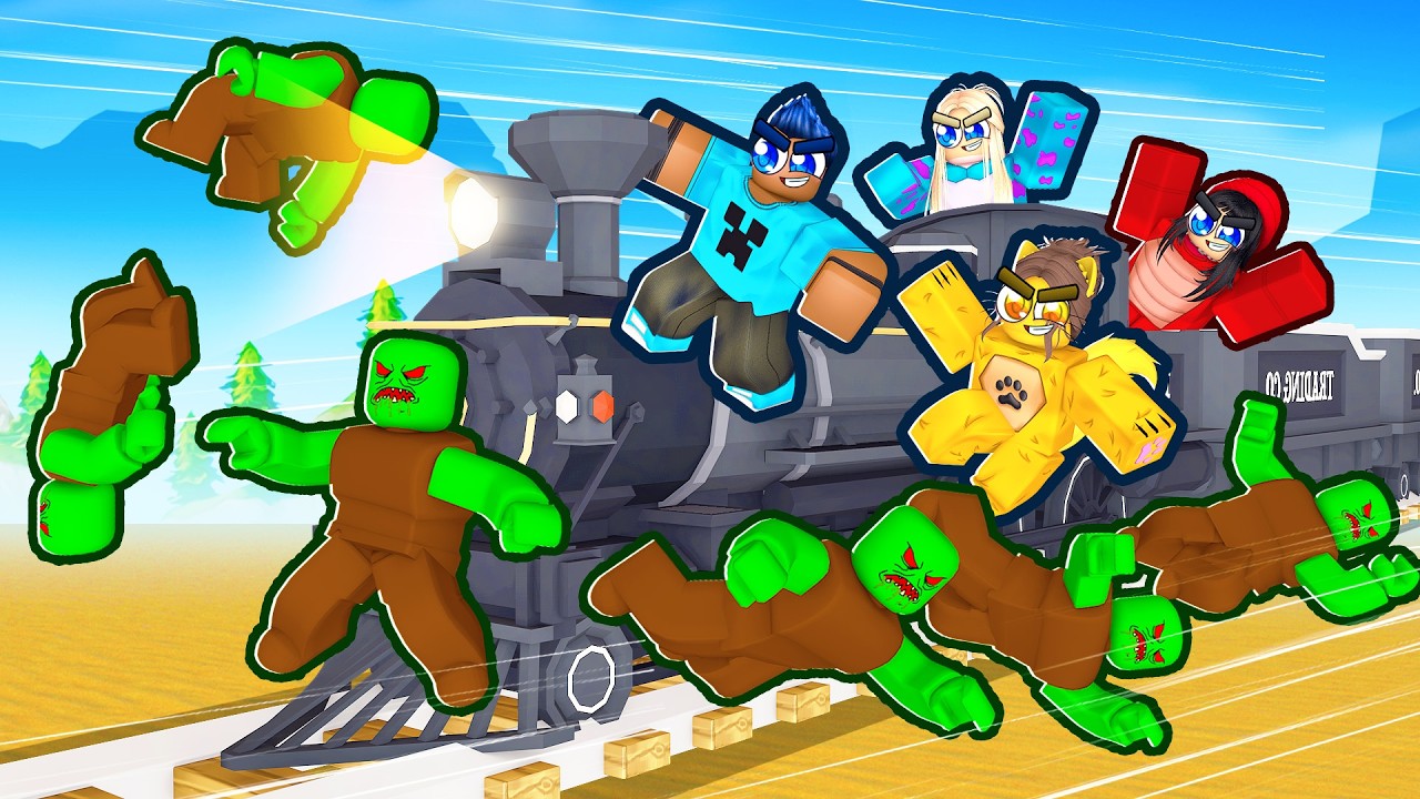 4 Youtubers Viajando de TREM no DEAD RAILS do Roblox