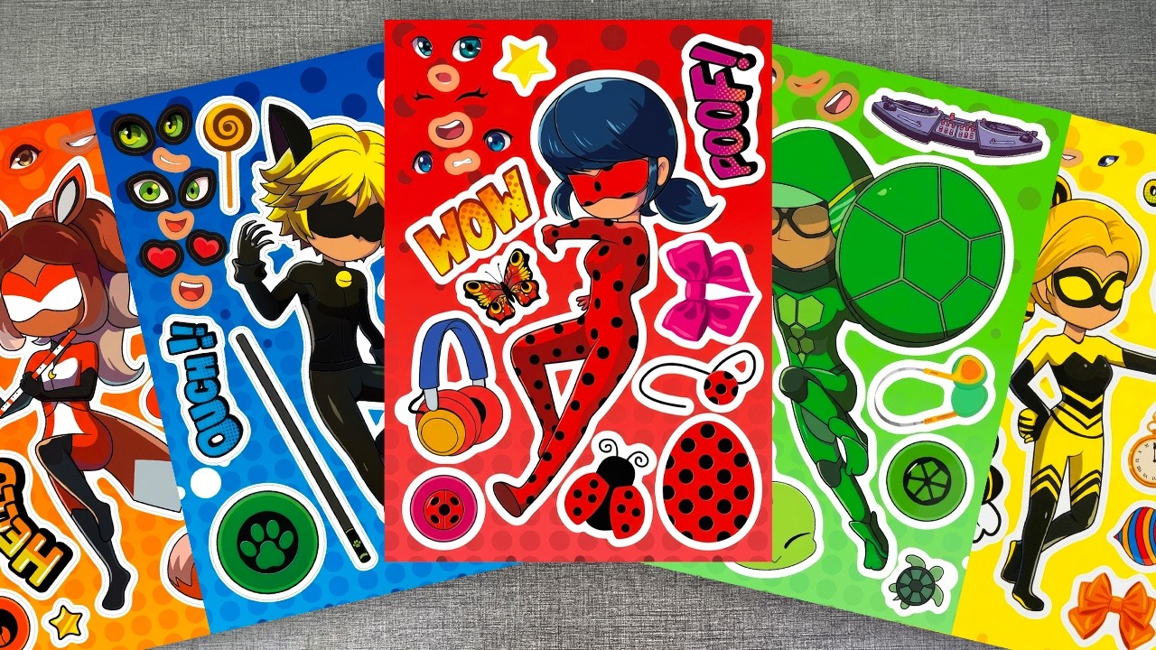 [paper diy] Miraculous Ladybug DIY Fashion Sticker Book 🐞 Create Outfits with Cat Noir & Rena Rouge!