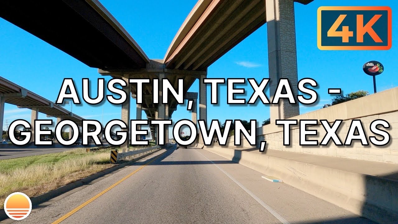 Austin, Texas to Georgetown, Texas. An UltraHD 4K Real Time Driving Tour on I-35.