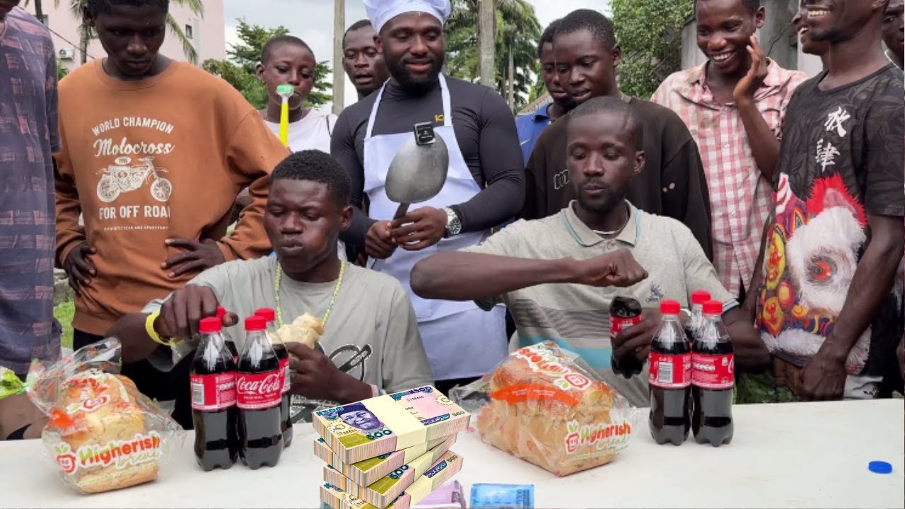 EATING AND DRINKING CHALLENGE FIRST TO FINISH 4 BOTTLES, 1 BIG LOAF, WINS 100,000 CASH PRIZE?!