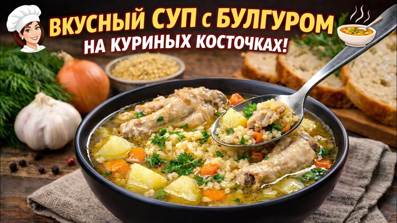 🍗Я ИХ НЕ ВЫКИДЫВАЮ НИКОГДА /СУП С БУЛГУРОМ НА КУРИНЫХ КОСТОЧКАХ #супсбулгуром #суп #куриныйсуп