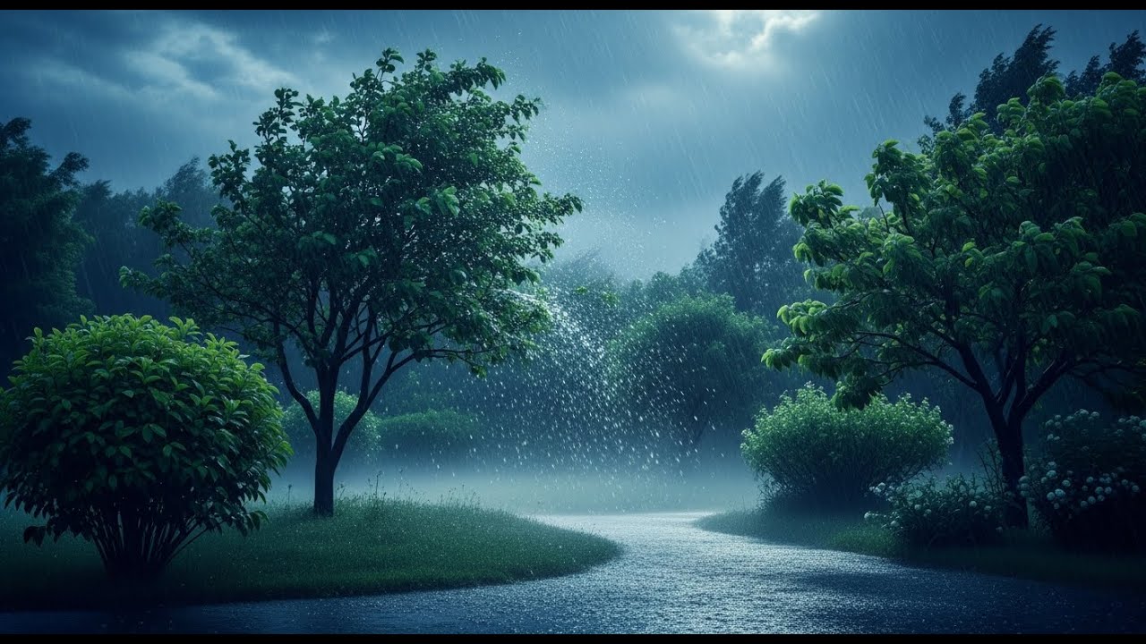 Soft Drizzle Rain by a Small Garden | Calm Night ASMR (LIVE)