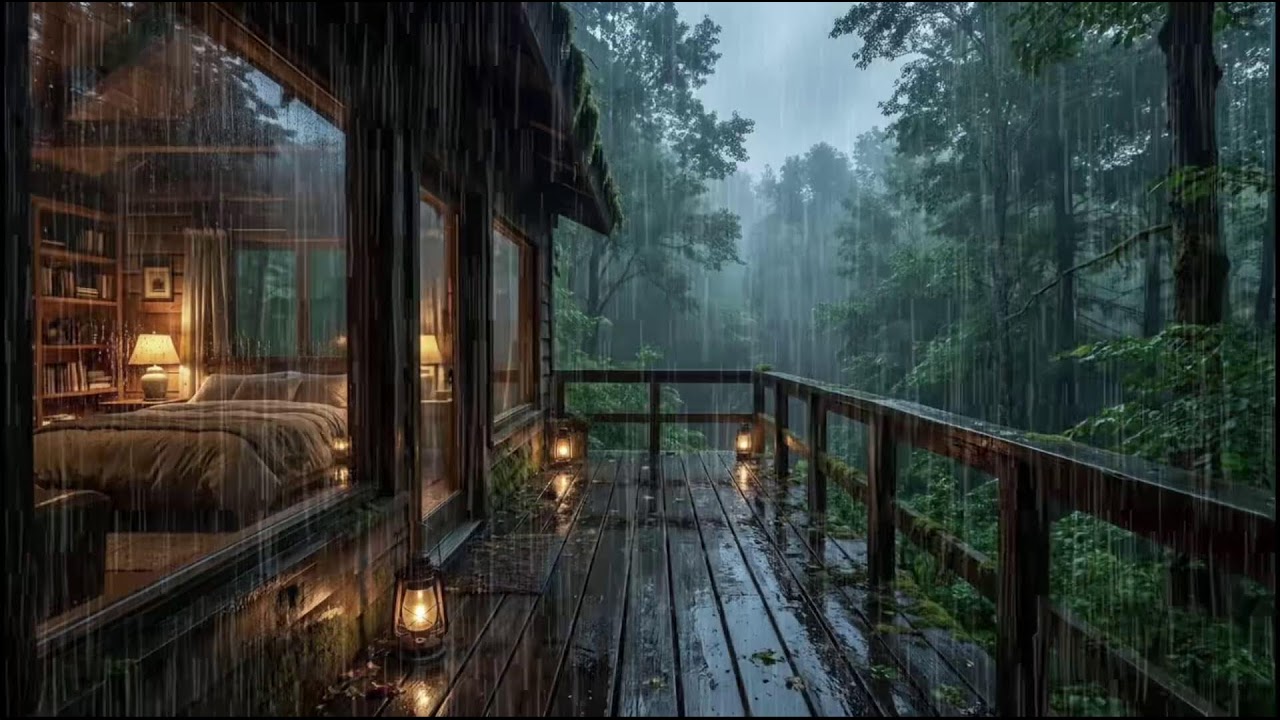 Night Rain at a Warm Forest Cabin 🌧 Gentle Rain Sounds for Deep, Restful Sleep