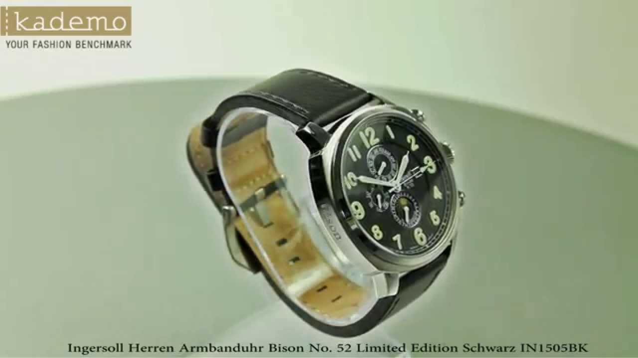 Ingersoll Herren Armbanduhr Bison No. 52 Limited Edition Schwarz IN1505BK
