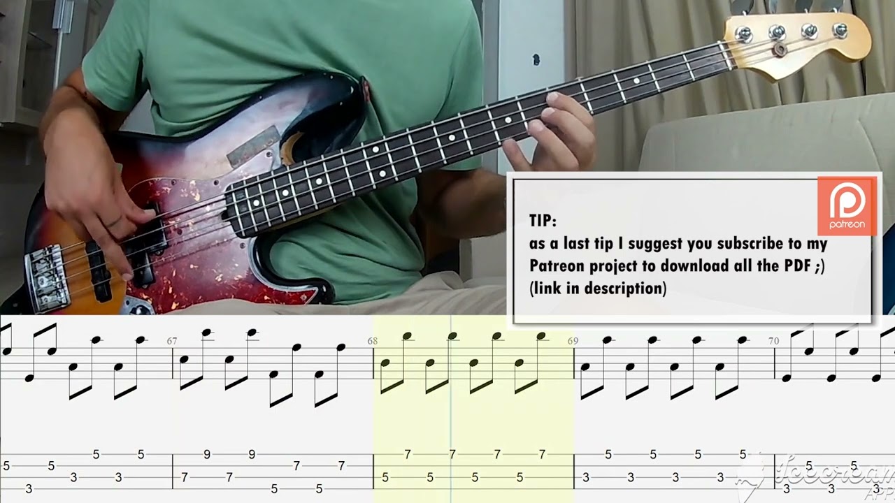 Earth, Wind & Fire - Boogie Wonderland BASS COVER + PLAY ALONG TAB + SCORE PDF