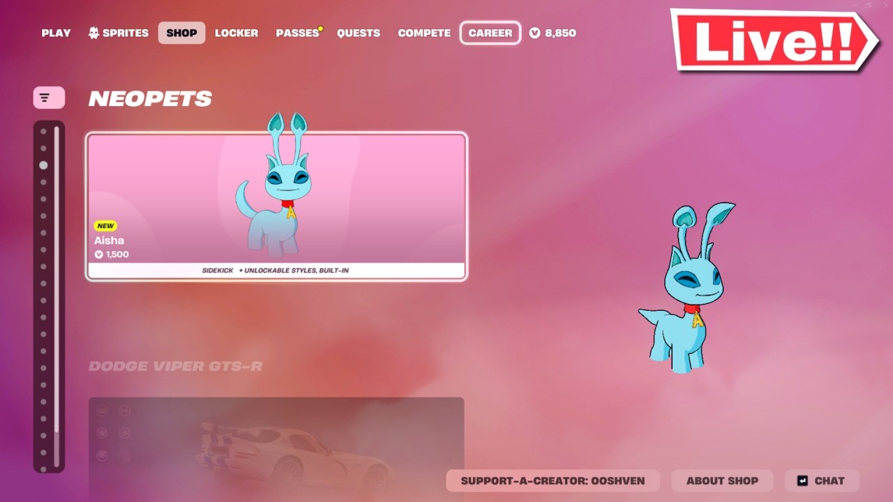 *NEW* FORTNITE NEOPETS & DODGE VIPER GTS-R! ITEM SHOP TODAY!