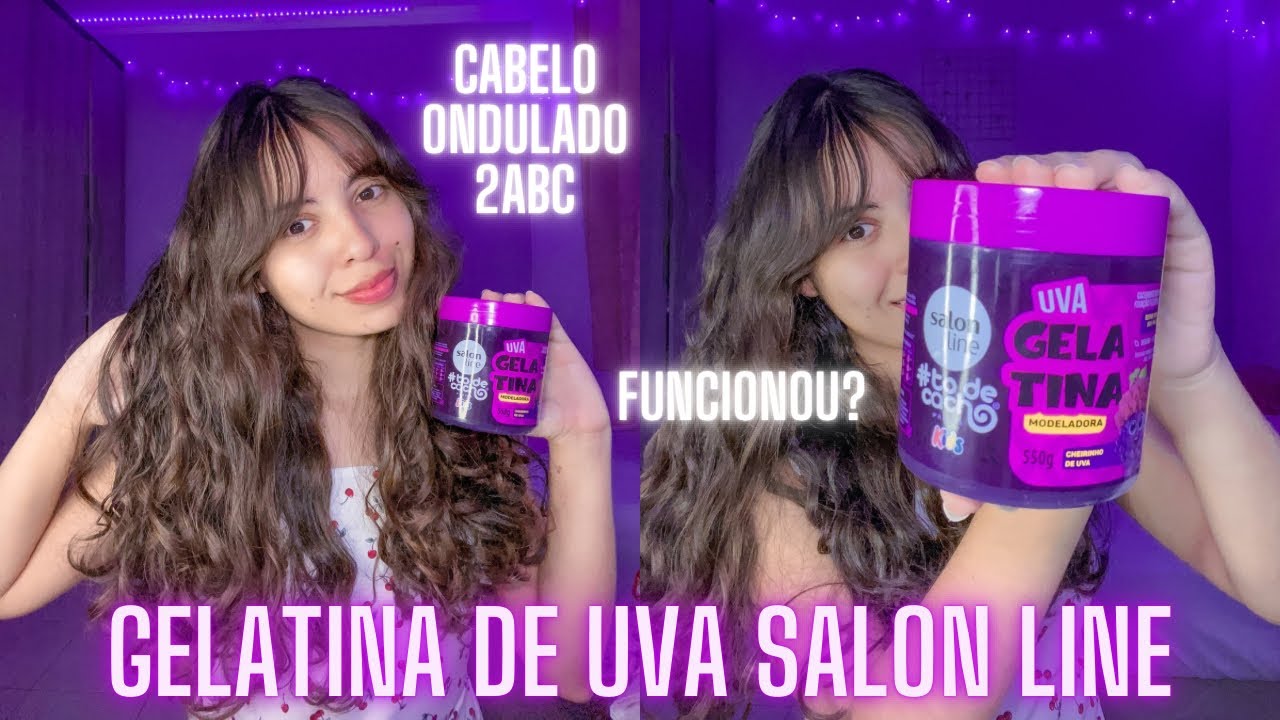 Testei a GELATINA DE UVA da SALON LINE no meu CABELO ONDULADO | Evelyn ✨