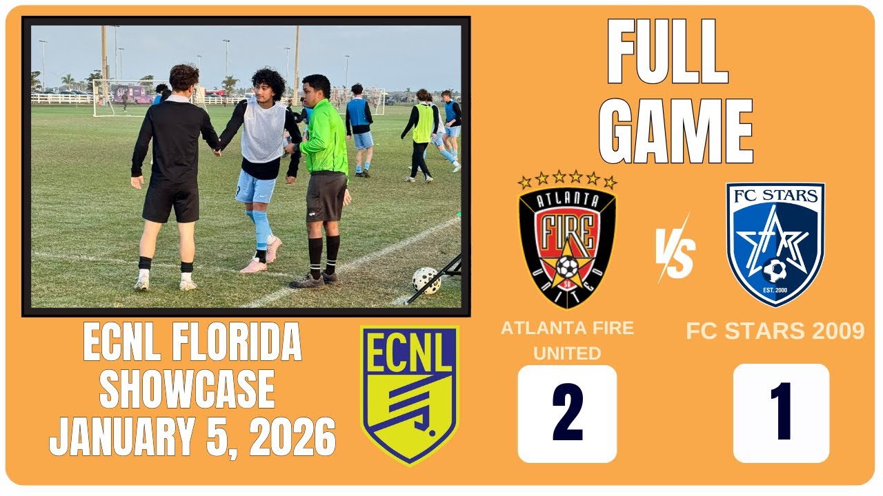 Atlanta Fire United ECNL B09 vs FC Stars 2009 Boys ECNL –Florida Showcase Game Film January 5, 2026.