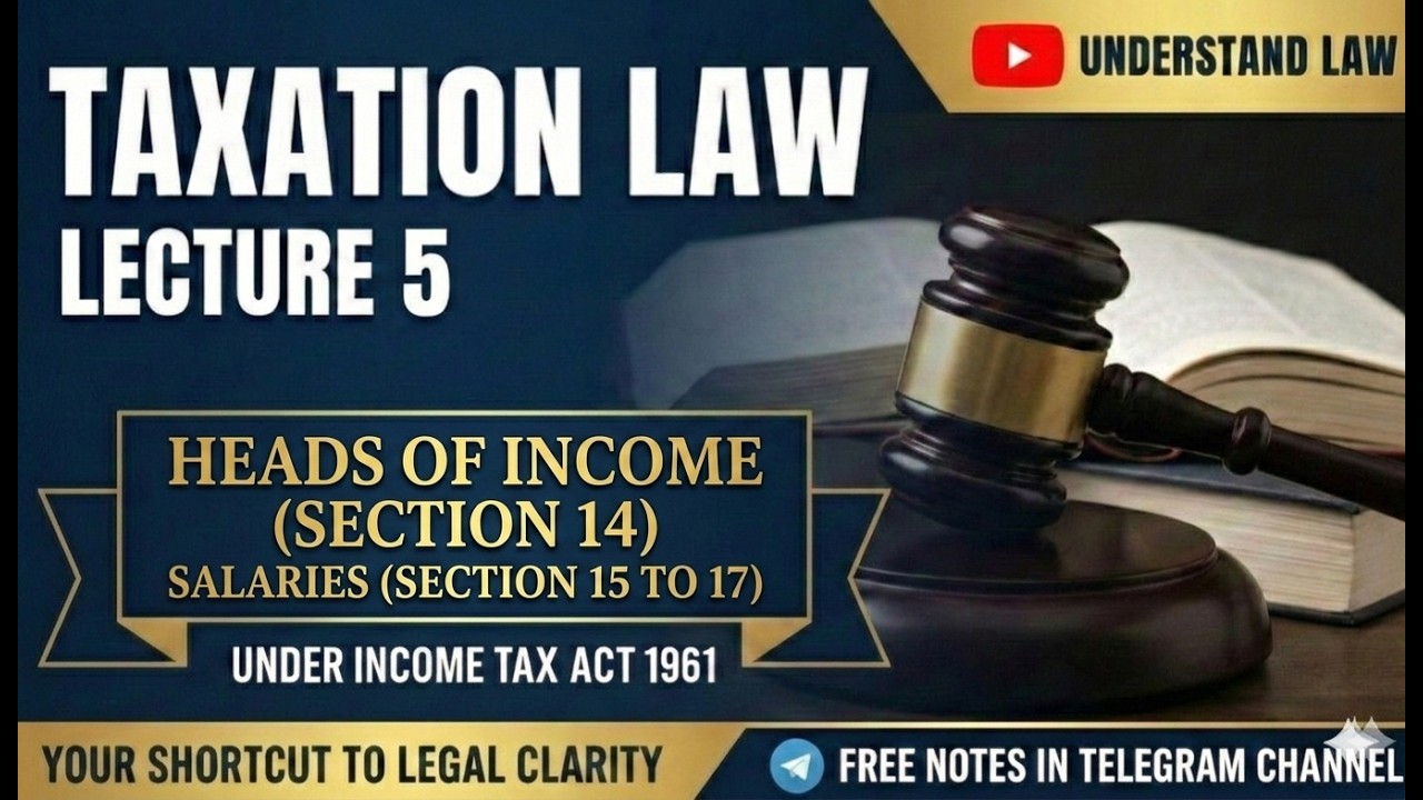 Income Tax Act, 1961 //Heads Of Income And Salary Section 14 to 17// lecture 5 // Understand Law