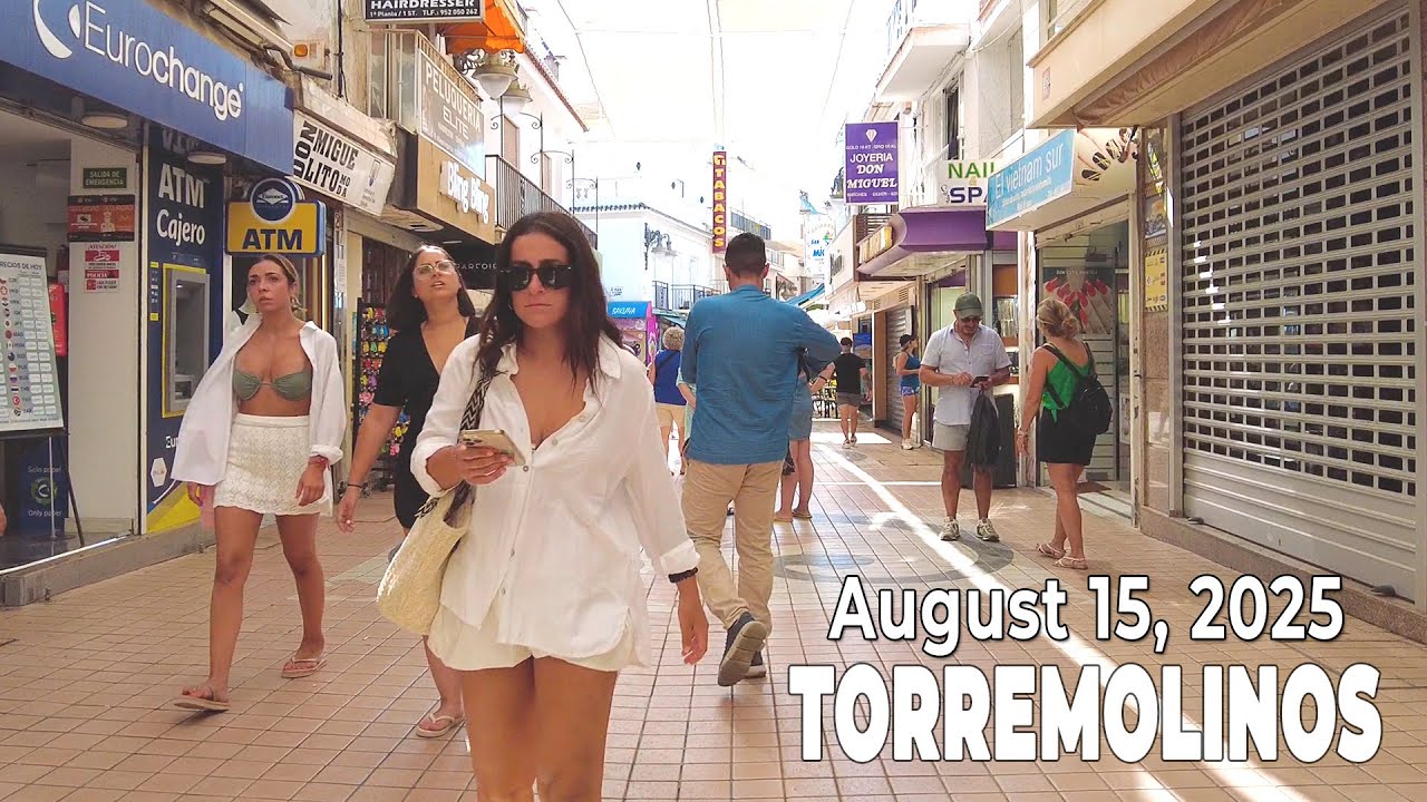 Torremolinos August 15, 2025 Walking Tour Malaga Costa del Sol Spain [4K]