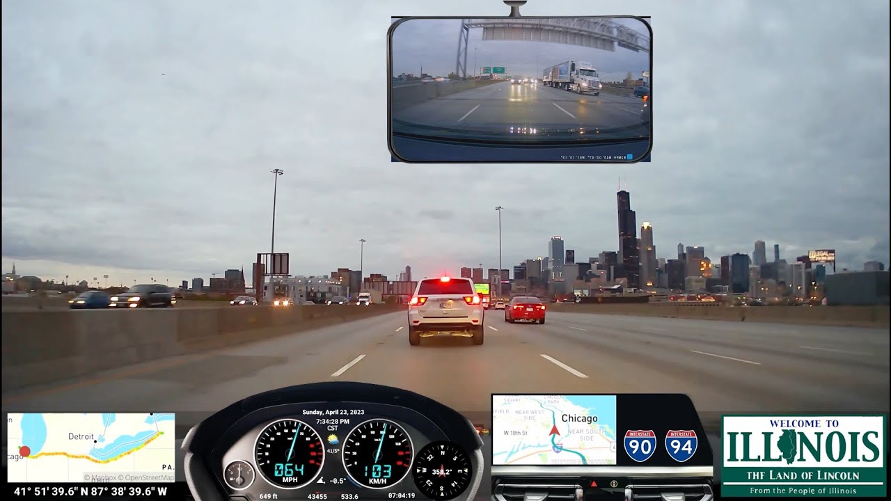 Drive from East Aurora, NY through Cleveland along Lake Erie and into Downtown Chicago 1