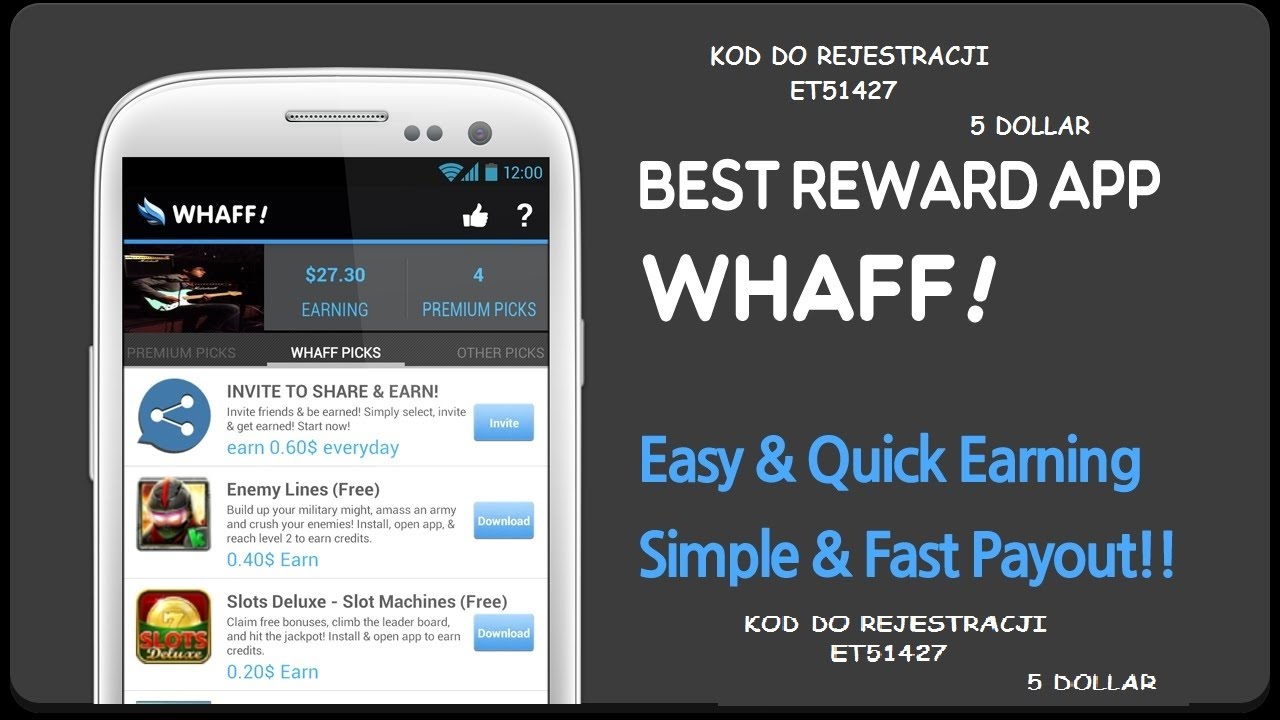 Zarabiaj na telefonie grając w gry! Poradnik Whaff Rewards PL