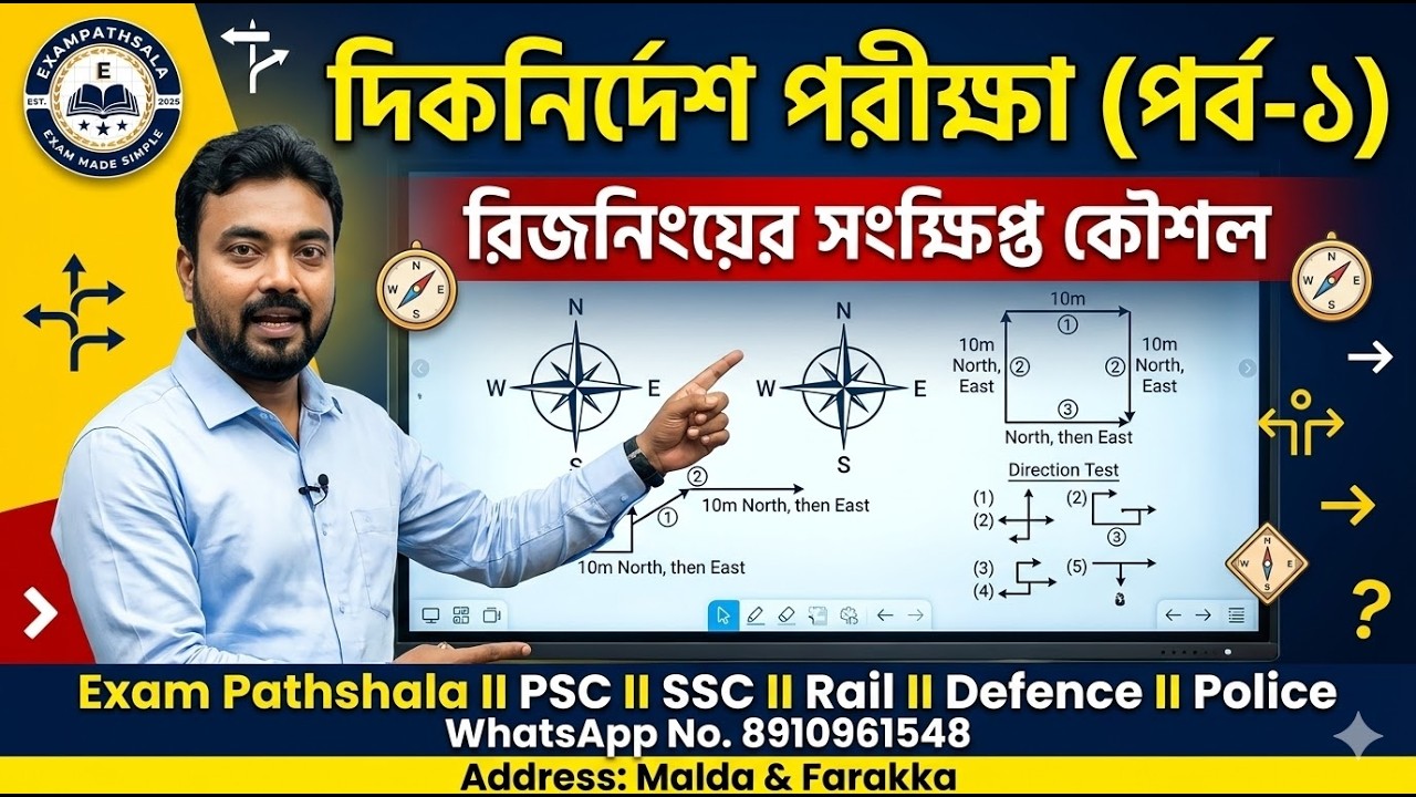 Direction Test Reasoning Part-1 | সহজ ট্রিকসে Direction Test Solve | SSC GD | WBP | KP | Rail